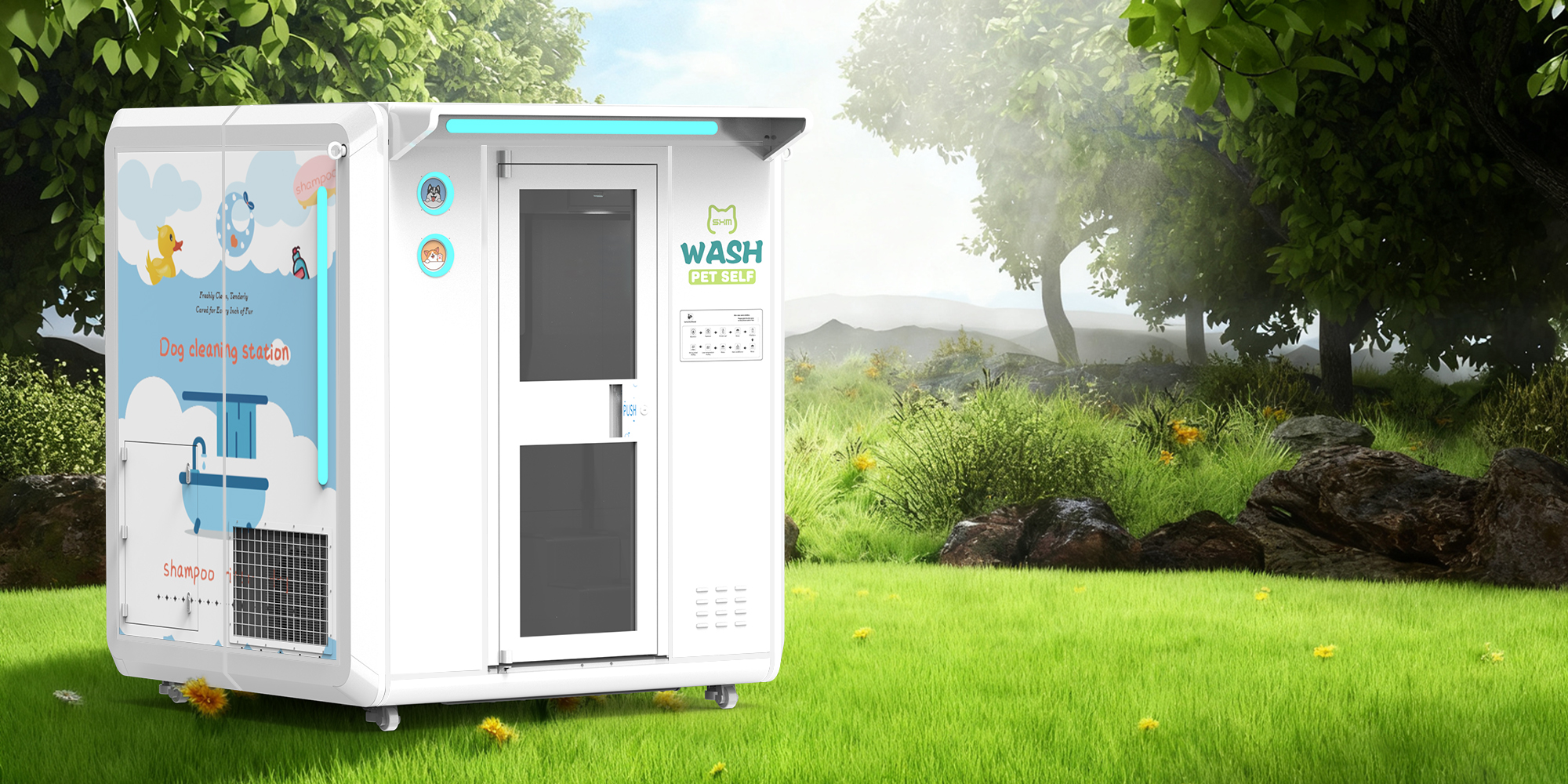 Self-service pet wash station