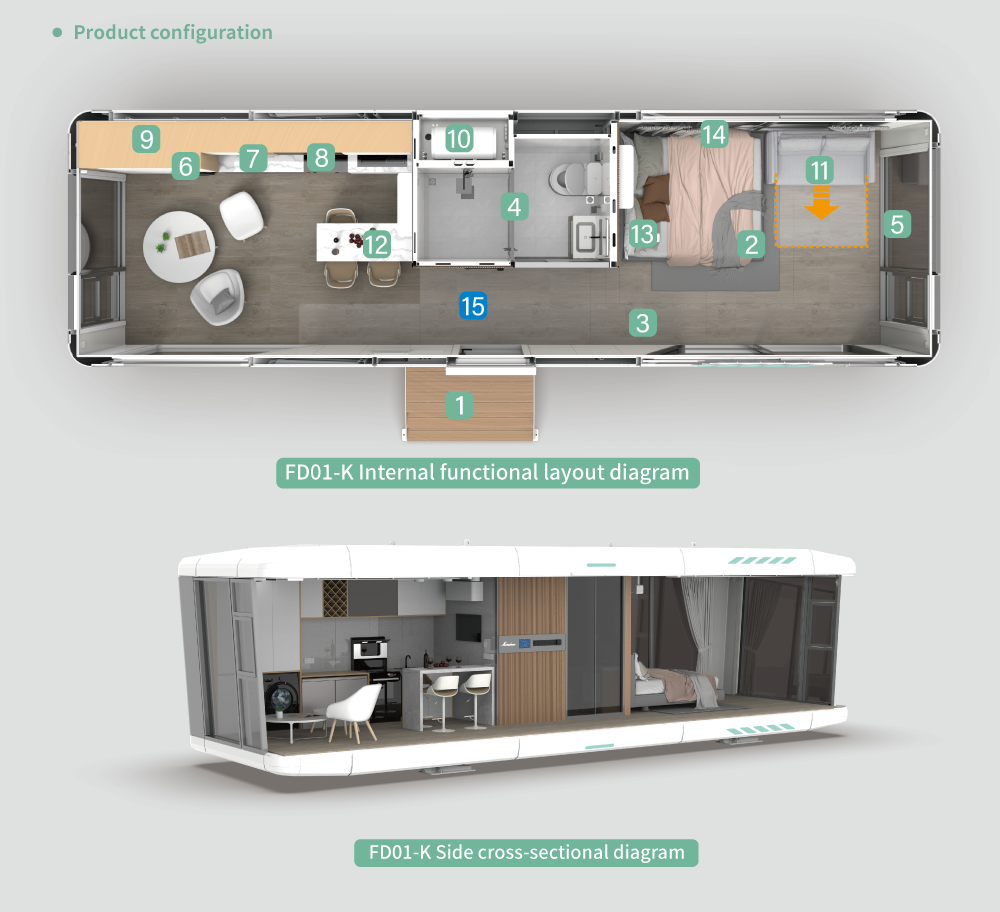 FD01K capsule house interior bedroom